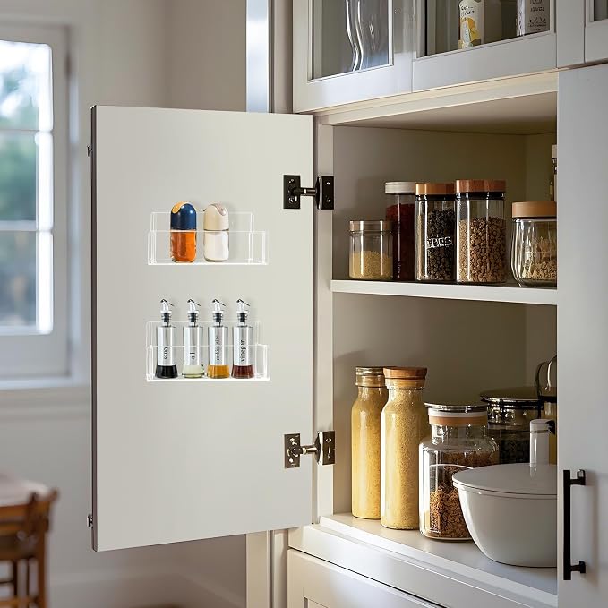 Acrylic Spice Rack Wall Mount-6 Inch, 2 Pack Hanging Seasoning Rack Organizer - Image 2