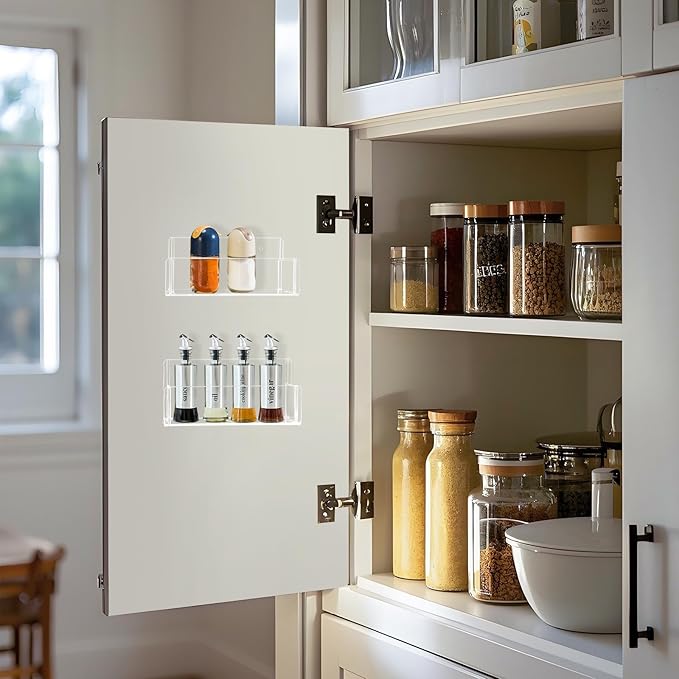 Acrylic Spice Rack Wall Mount-6 Inch, 4 Pack Hanging Seasoning Rack Organizer - Image 4