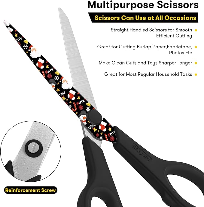 iBayam All Purpose Scissors for Construction Scrapbook Kraft Craft Paper - Image 7