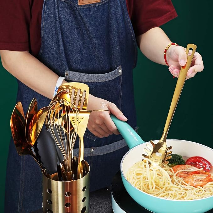 Gold Spaghetti Spoon, Berglander Pasta Server - Image 6