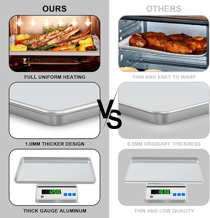 24 Inch Baking Sheet Pans with Rack Set, Natural Aluminum Cookie Sheet - Image 3