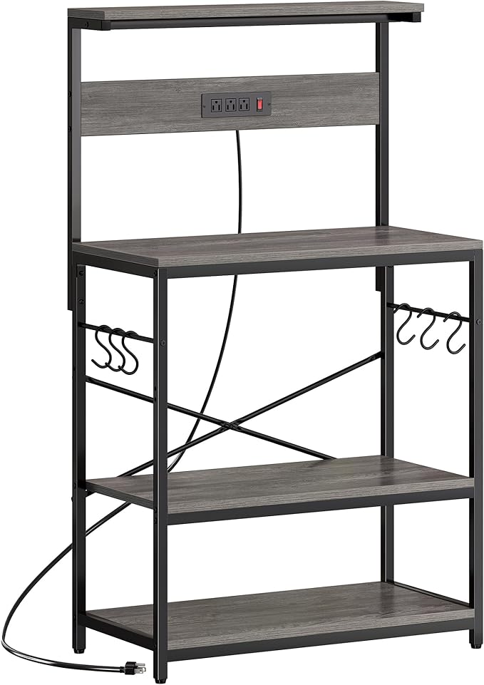 SUPERJARE Bakers Rack with Power Outlets, Microwave Stand, 31.5 X 16.5 Inch by SUPERJARE