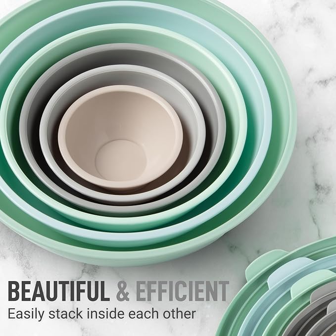 Zulay Kitchen 12 Piece Plastic Nesting Mixing Bowl Set - Image 2