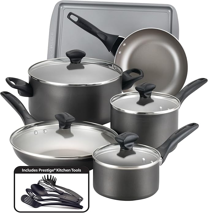 Farberware Dishwasher Safe Nonstick Cookware Pots and Pans Set, 15 Piece by Farberware