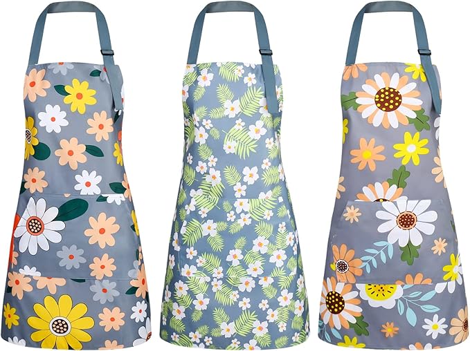 BOUMUSOE 3 Pack Floral Aprons by BOUMUSOE