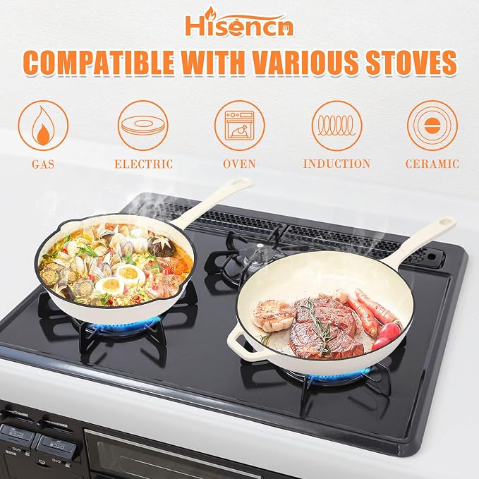 Hisencn Enameled Cast Iron Skillet Set - Image 5