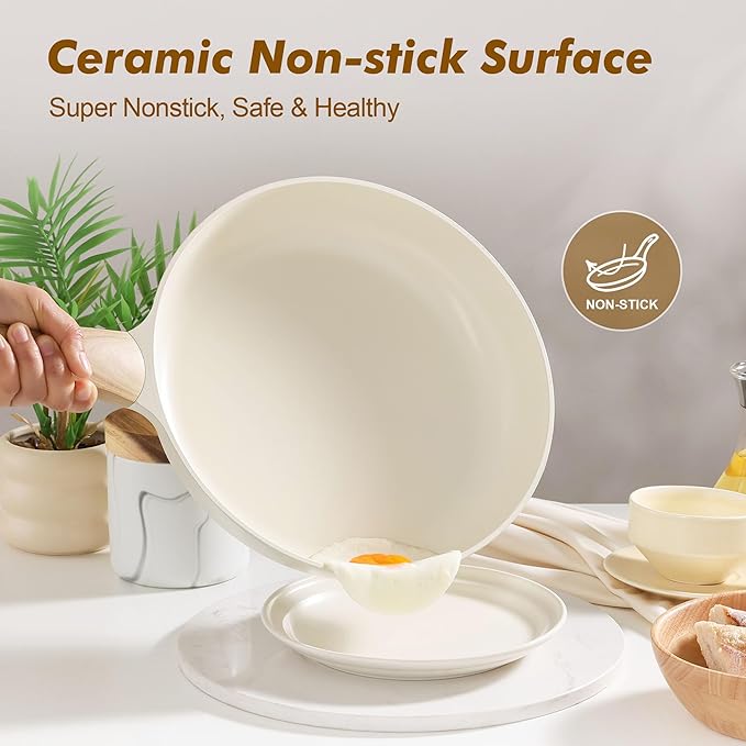 SENSARTE Ceramic Nonstick Frying Pan Skillet 9.5Inch Non Stick Omelette Pans - Image 2