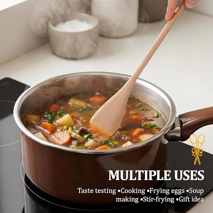 Cooking Wooden Spoons, MORGLES 14-Inch Serving Spoons - Image 7