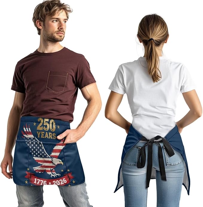 Server Apron with 3 Pockets, Waterproof Oil Waitress Waiter Half Apron - Image 3