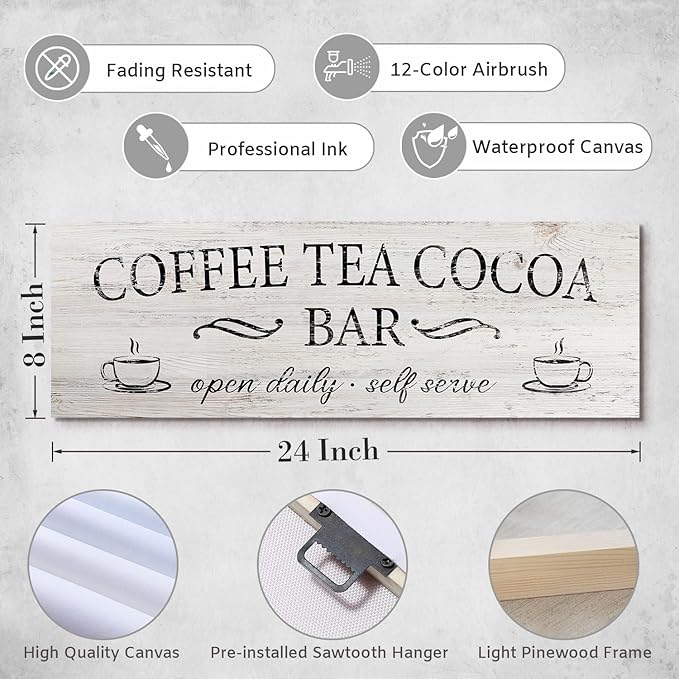 Coffee Tea Cocoa Bar Sign Decor Farmhouse Wall Plaque - Image 6