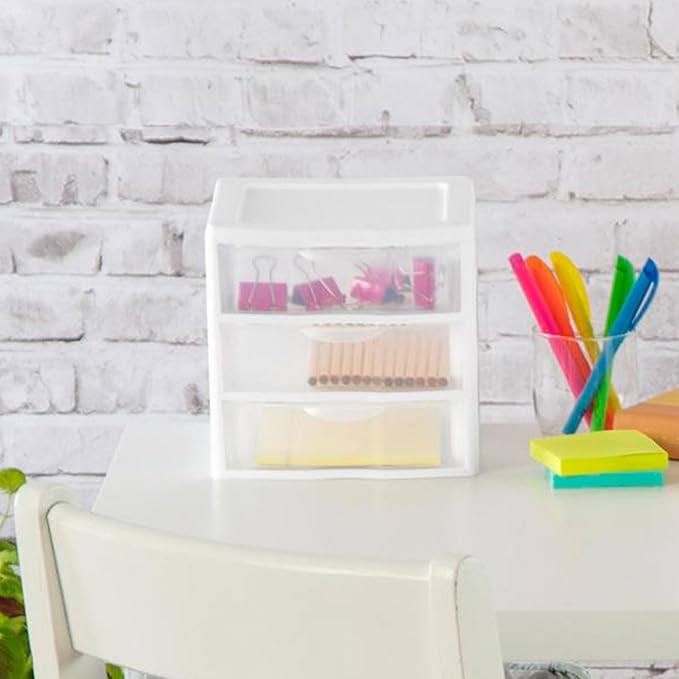 Sterilite Clearview Plastic Multipurpose Small 3 Drawer Desktop Storage - Image 5