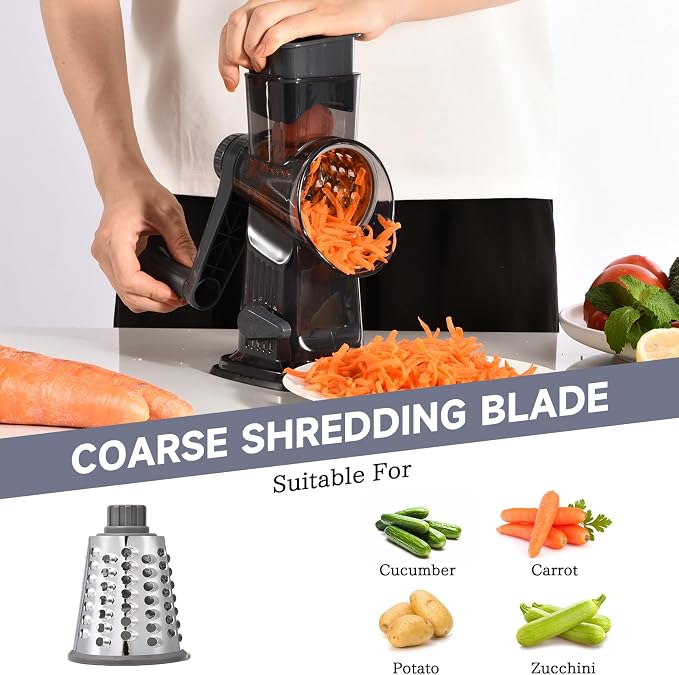 Rotary Cheese Grater with Handle Kitchen Shredder Slicer Grater Slicer Ice - Image 3