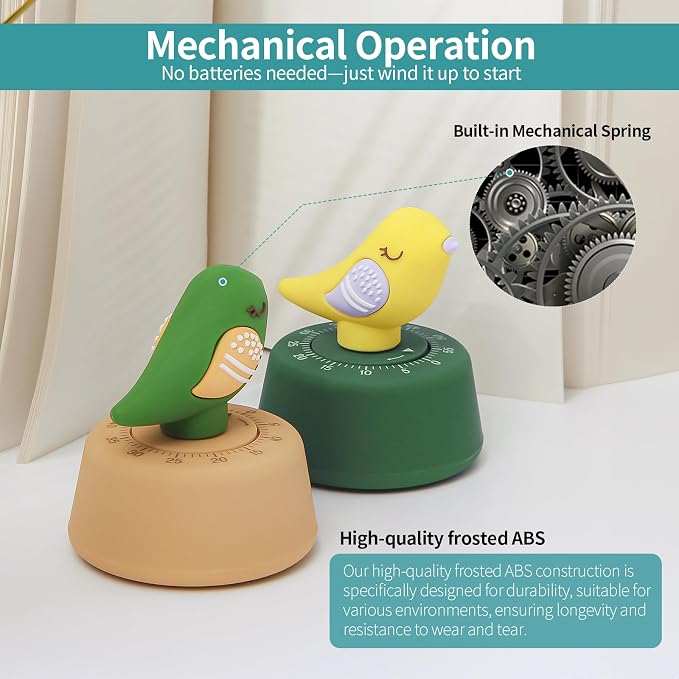 Mechanical Kitchen Timer, Cute Wind Up 60-Minute Manual Countdown - Image 8