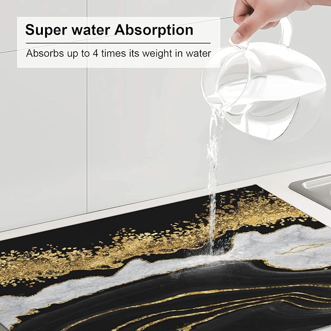 Marble Pattern Dish Drying Mat for Kitchen Counter, Microfiber Dish Mats for - Image 5