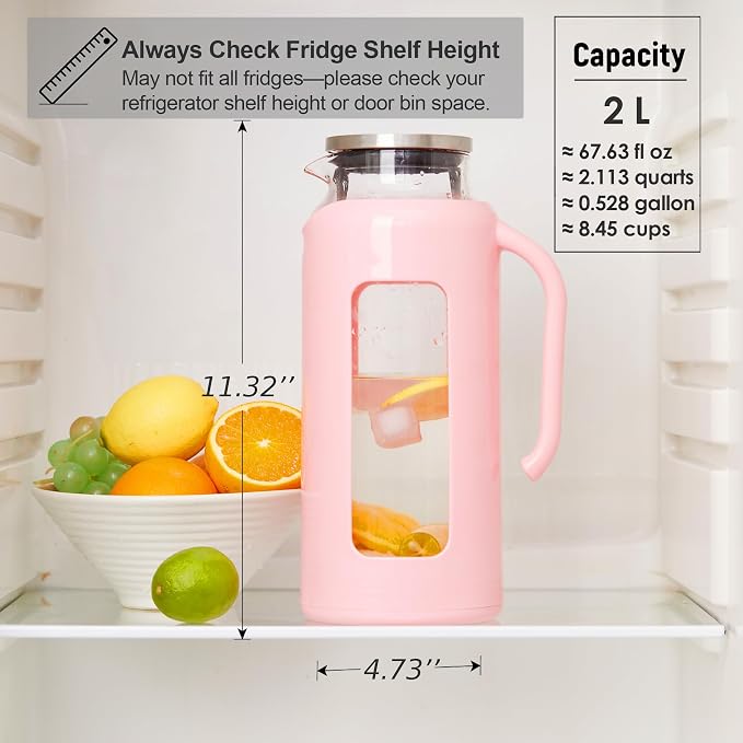 Delove Glass Pitcher with Lid & Shatterproof Shell – Heat-Resistant - Image 6