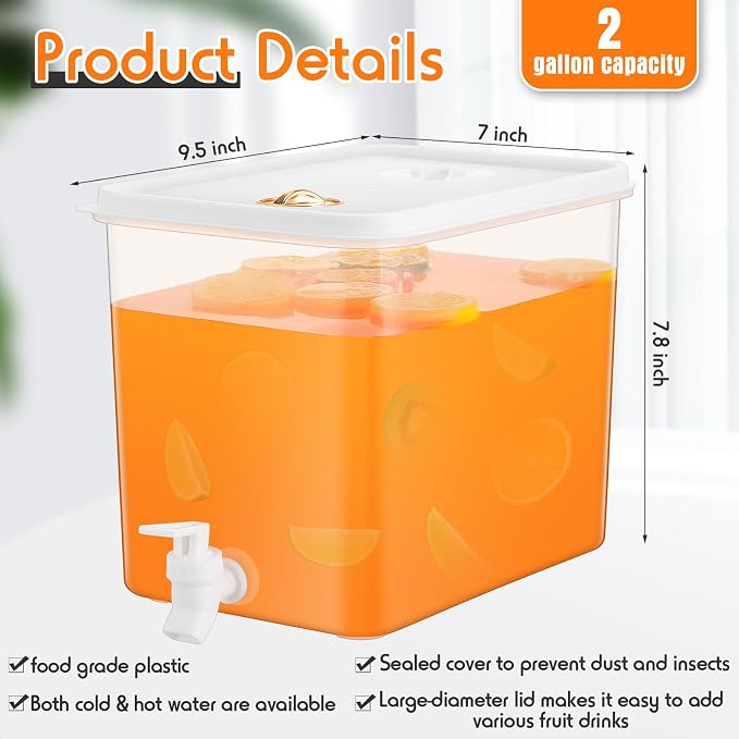 Domensi 4 Pack 2 Gallon Fridge Beverage Drink Dispenser - Image 2