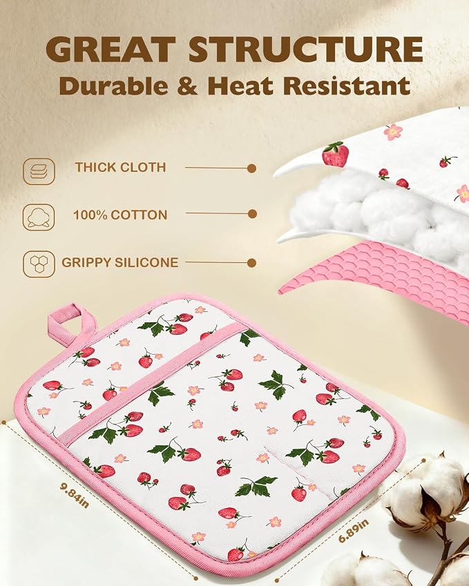Slohif Silcone Strawberry Pot Holders - Image 2