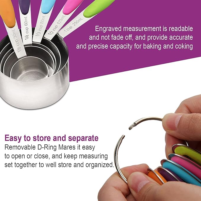 Measuring Cups and Spoons Set 13 Piece. Includes 10 Stainless Steel Measuring - Image 6