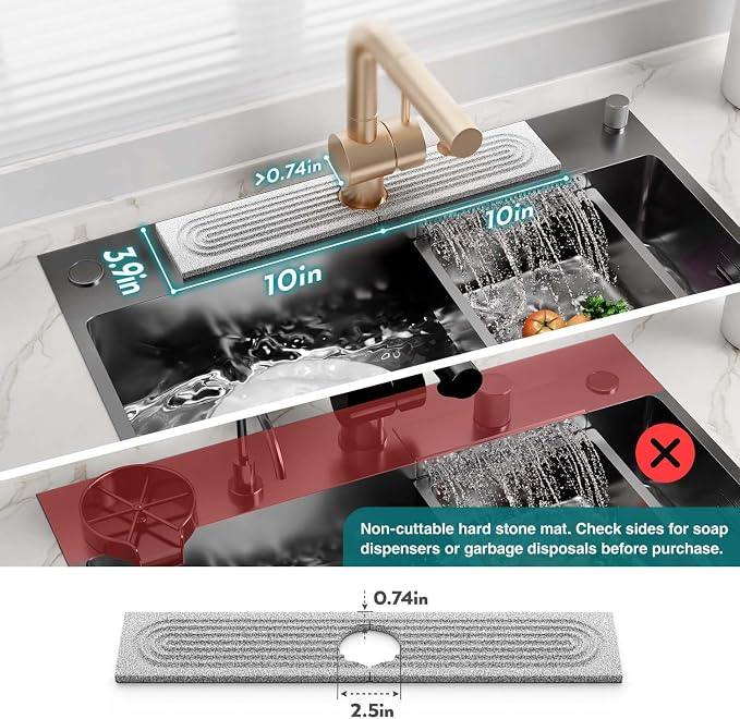 Stone Faucet Mat for Kitchen Sink, Diatomite Stone Drying Mat for Kitchen - Image 3