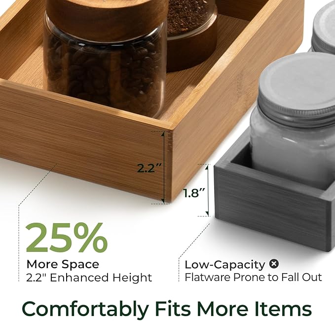 keechee 5-Piece Bamboo Drawer Organizer Set, 2.2" Deep Multi-Use Organizers - Image 2