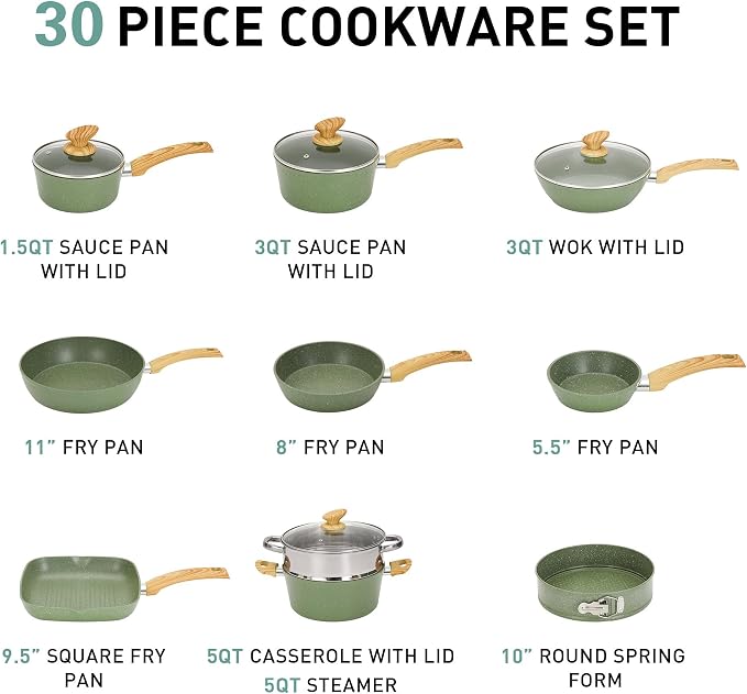 MAISON ARTS Pots and Pans Set Non Stick, 30 Piece Kitchen Cookware & Bakeware - Image 5