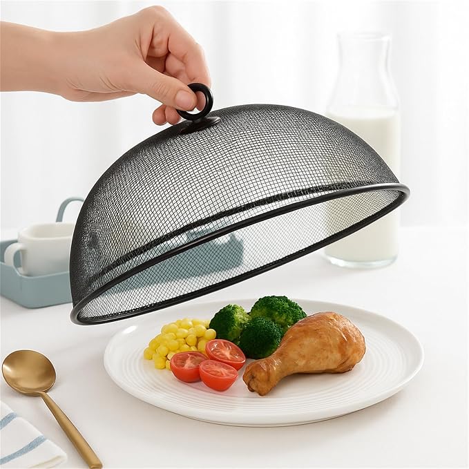 8 Pack Metal Mesh Screen Food Covers, 2 Large and 6 Small Sets, Reusable Metal - Image 5