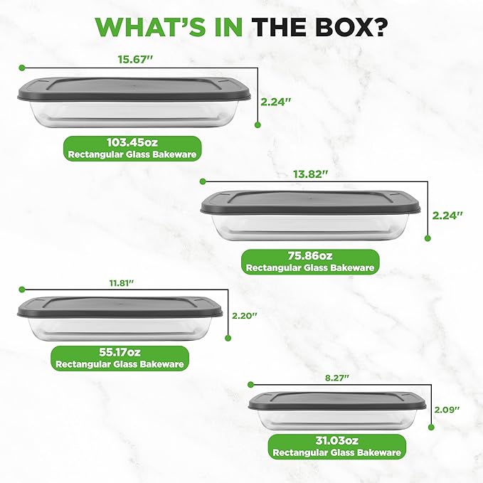 NutriChef 8-Piece Deep Glass Baking Dish - Image 7