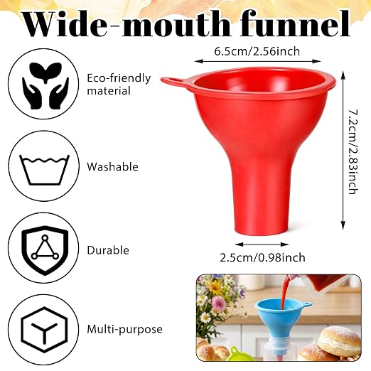 4 Pcs Wide Mouth Funnels for Filling Small Bottles, Kitchen Silicone Funnels - Image 2