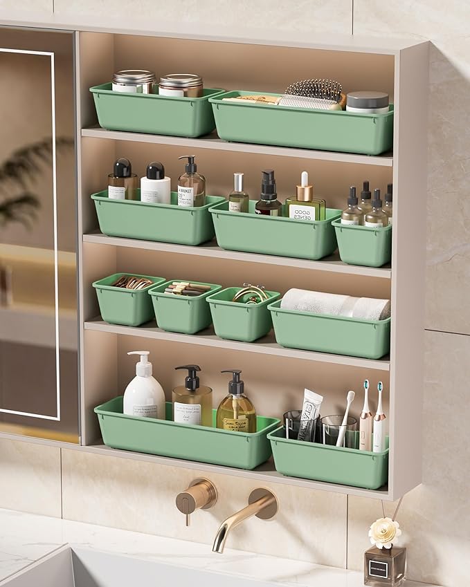 KEMETHY 25 PCS Plastic Drawer Organizers Set, 4 Sizes Vanity Organizer - Image 7