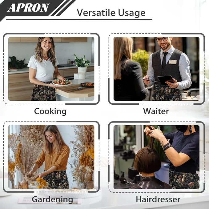 Server Apron with 3 Pockets, Waterproof Oil Waitress Waiter Half Apron - Image 5