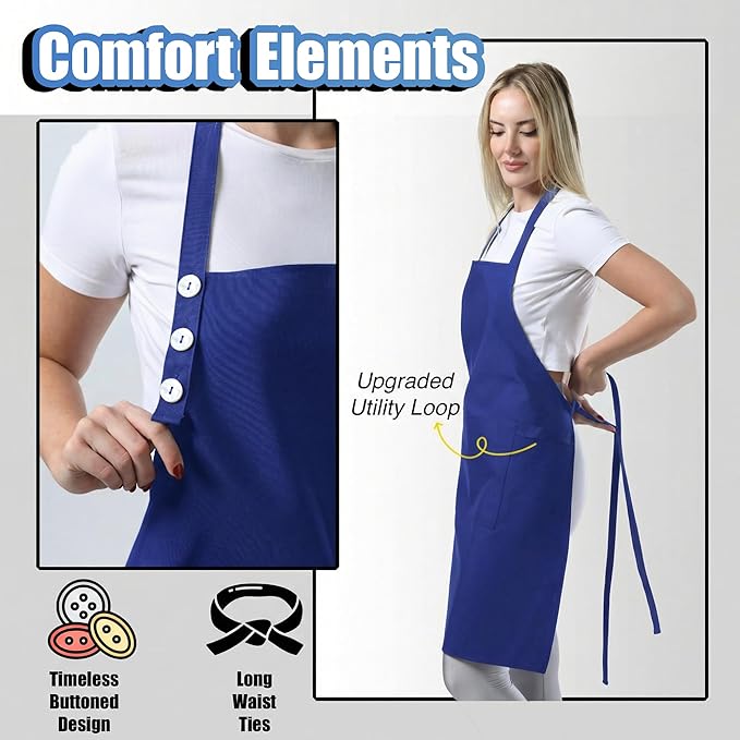 TOSHE Kitchen Apron Waterdrop Resistant Cotton Apron - Image 6