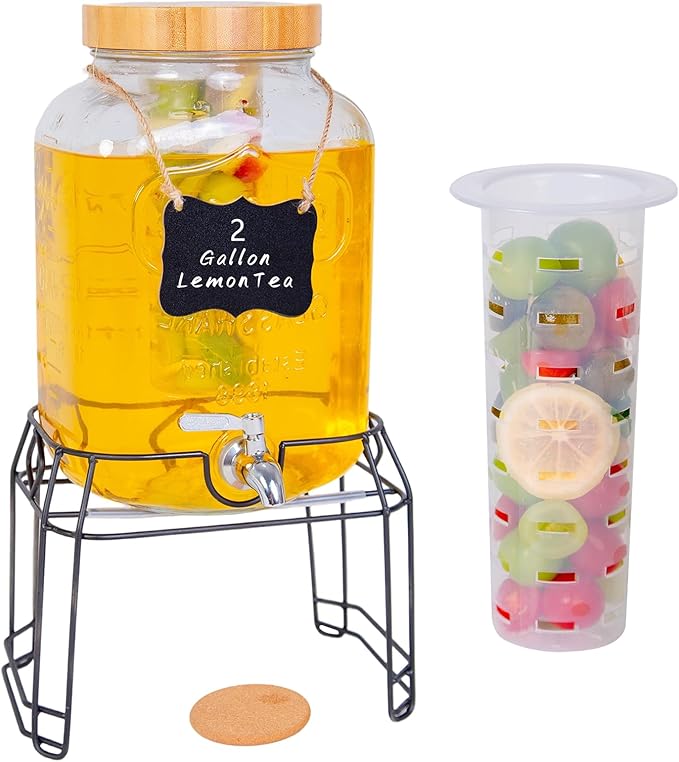 2 Gallon Glass Drink Dispenser by Tastefashionenjoylife