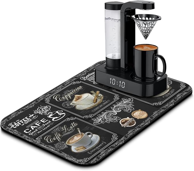 Fun Coffee Bar Mat, Fits Under Coffee Machine by Kuyig+Home