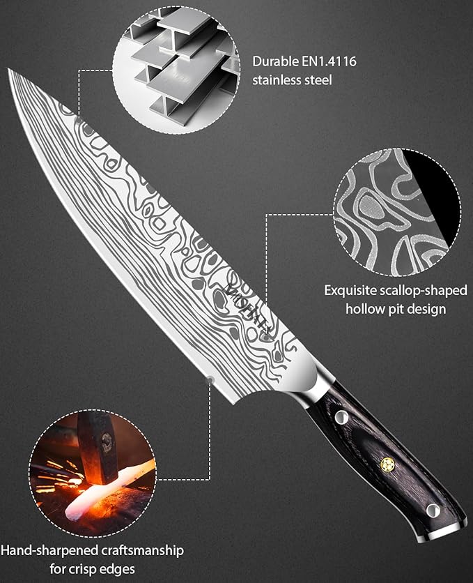 MOSFiATA 8" Super Sharp Professional Chef's Knife - Image 3