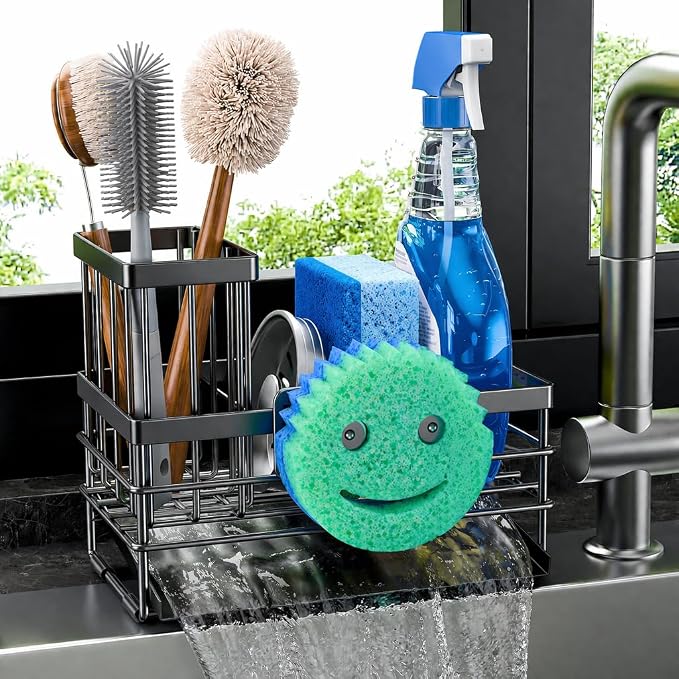 Cisily Sink Caddy with Smiley Face Sponge Holder by CISILYHOMELIFE