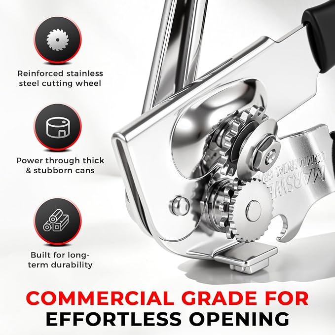 MARSWELL Heavy Duty Can Opener for Large Cans, Extra-Long Handles & Oversized - Image 3