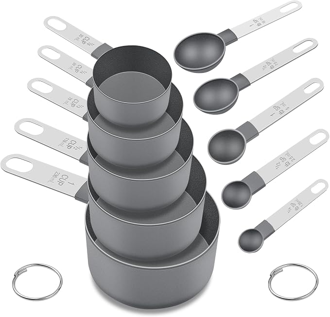 Measuring Cups and Spoons Set of 10 Pieces, Nesting Measure Cups Spoons by FONYA
