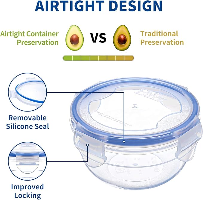 KIGI Small Plastic Bowls with Lid, Leak Proof Round Food Storage Container Set - Image 3