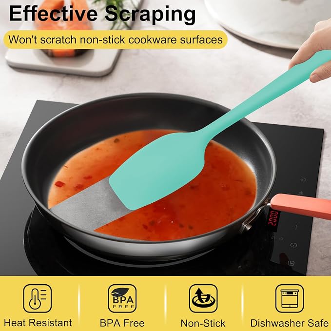 4 Pcs Silicone Spoon Spatula Set, 11.4 In, Food Grade Rubber Spatulas - Image 5