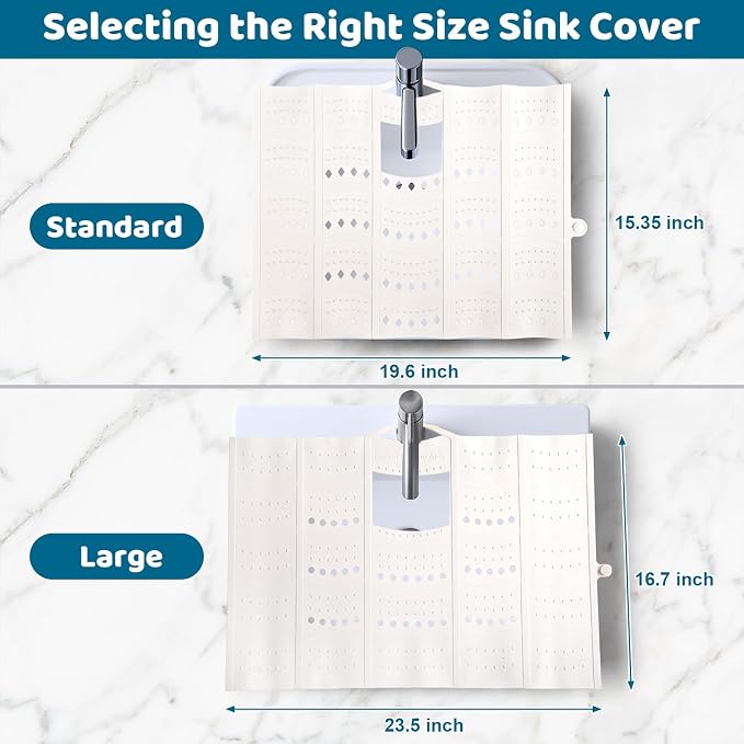 Bathroom Sink Cover for Counter Space, Foldable Silicone Sink Mat Makeup - Image 2