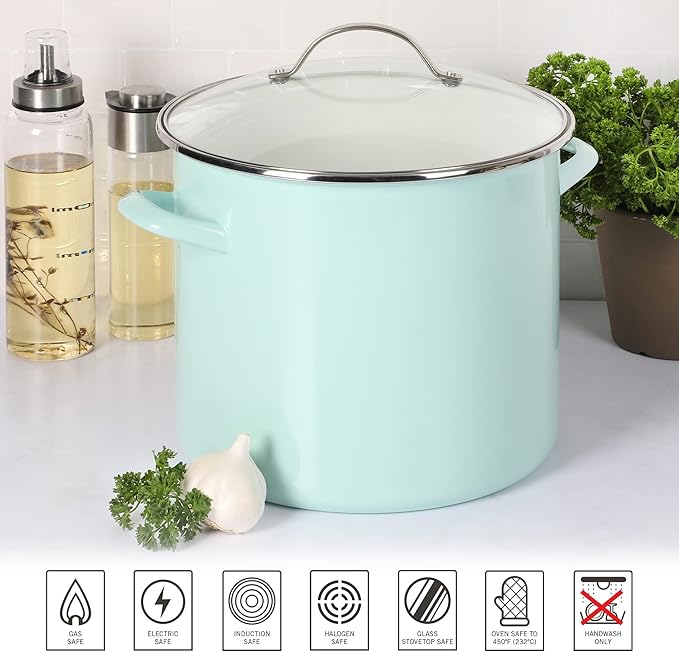 Martha Stewart Thayer 12-Quart Enamel on Steel Scratch-Resistant Stock Pot - Image 5