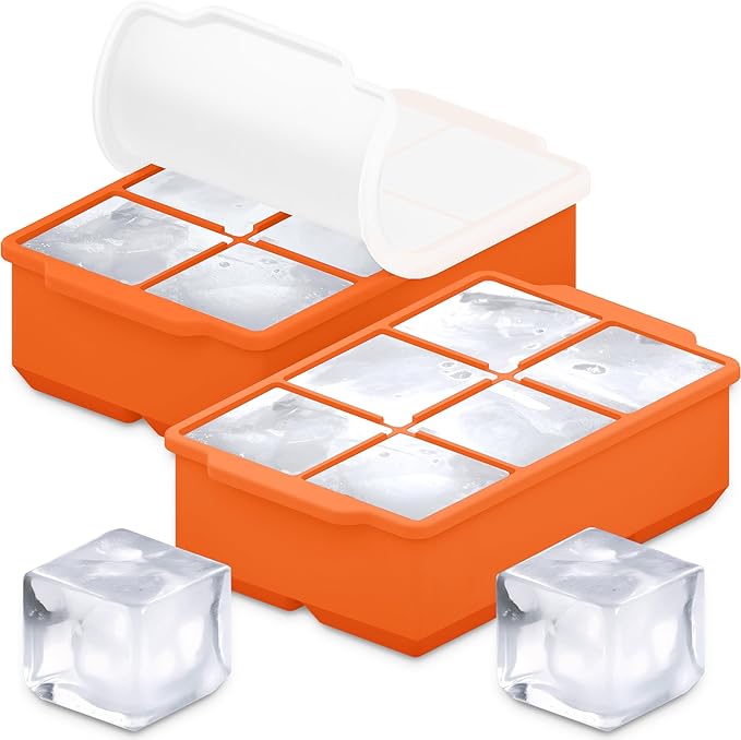 KitchFort Large Silicone Ice Cube Tray, Easy Release 2" Big Ice Cubes by KitchFort