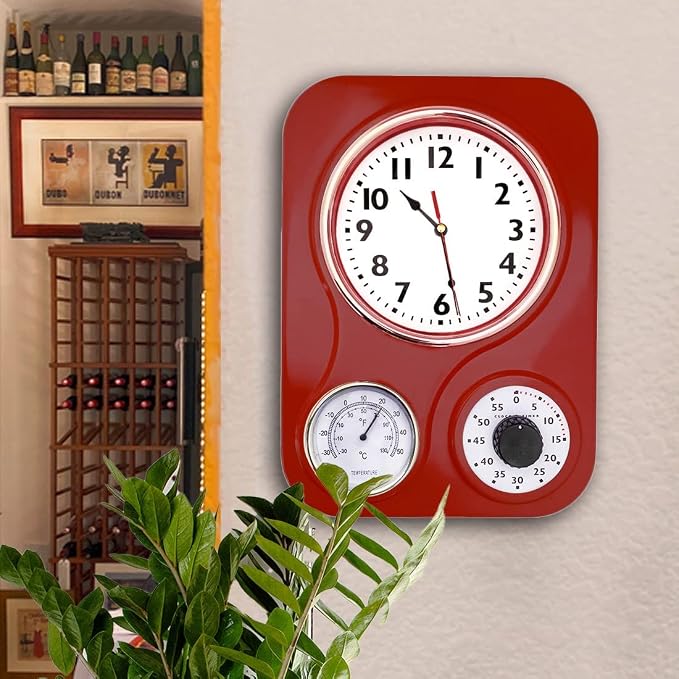 Lily's Home -9.5 Inch x 12.5 Inch -Retro Kitchen Wall Clock, Vintage Wall Clock - Image 3