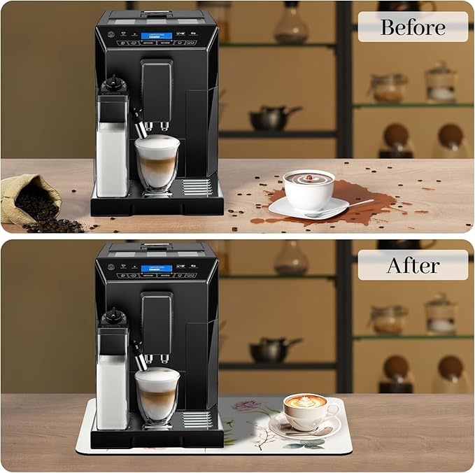 Bloss Dish Drying Mat, 12.2"x19.7" Absorbent Coffee Bar Mat - Image 3
