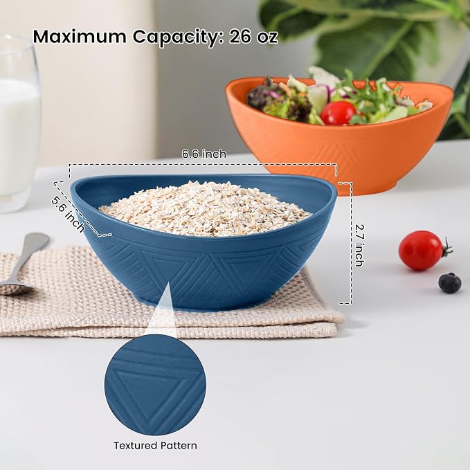 Wheat Straw Bowls Set 26 OZ, Unbreakable Cereal Bowl 4 Pack, Bowls - Image 2