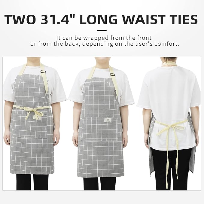 NLUS 2 Pack Kitchen Cooking Aprons, Adjustable Bib Waterproof Chef Apron - Image 6