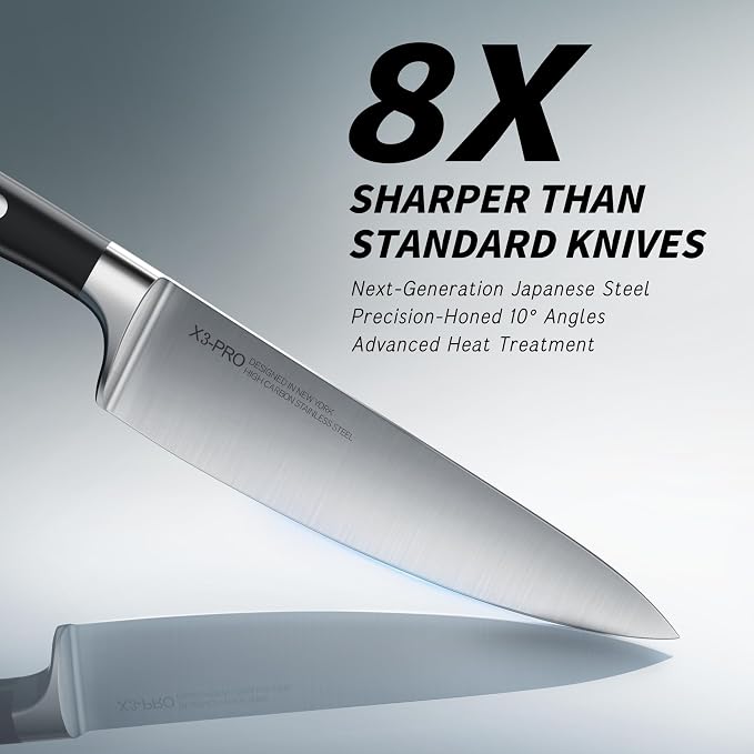 KnifeSaga Knife Set with Block, Japanese 15 PCS Ultra Sharp Ktichen Knives Set - Image 2