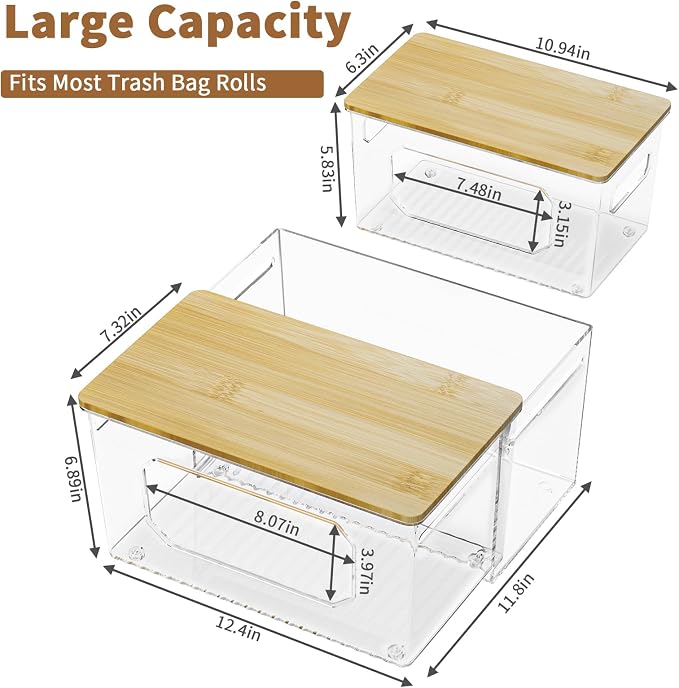 Trash Bag Holder 3-in-1 Under Sink Organizer, Acrylic Trash Bag Dispenser - Image 2