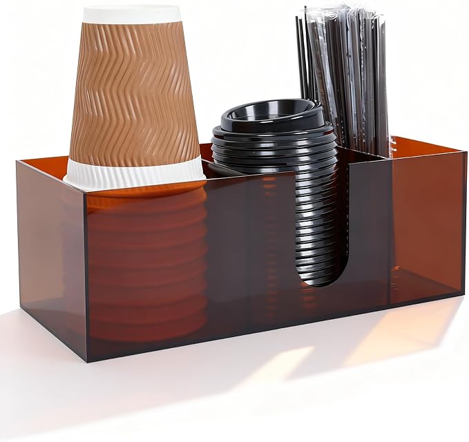 Acrylic Coffee Cup Holder for Countertop, 3 Slots Acrylic Coffee Bar by ClarityCraze
