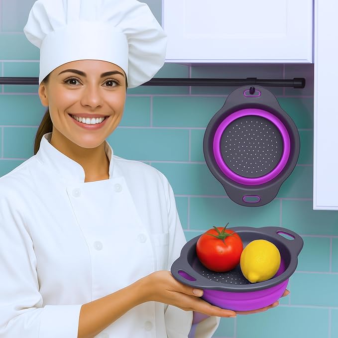 Purple Foldable Food Strainer for Kitchen - Image 7